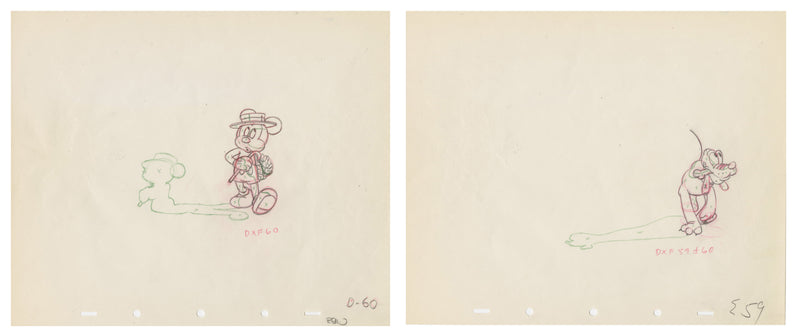 Mickey's Surprise Party Original Production Drawing Pair: Mickey