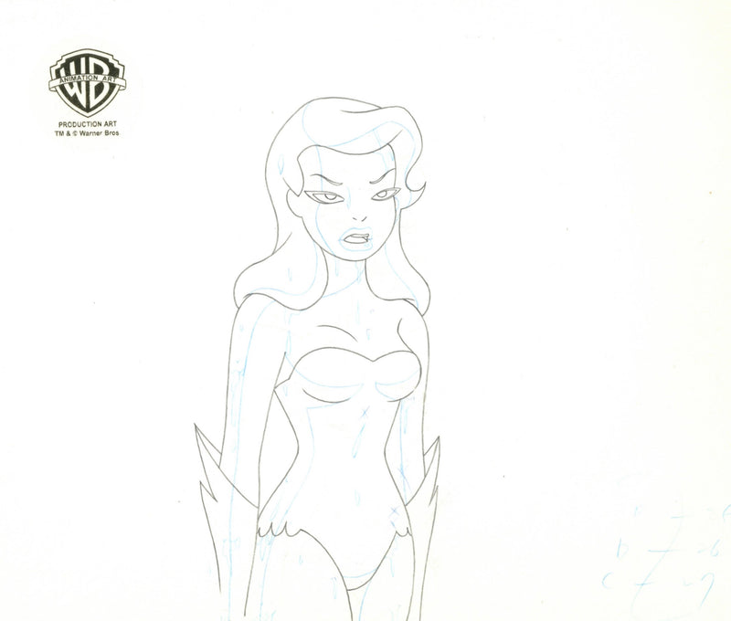 Batman The Animated Series Original Production Cel with Matching Drawing Signed by Diane Pershing: Poison Ivy