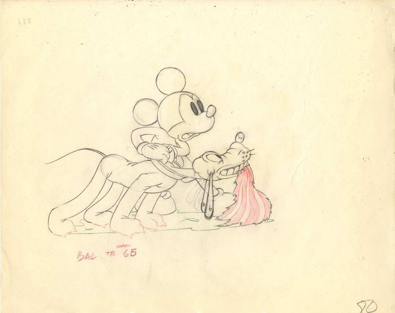 Society Dog Show Original Production Drawing: Mickey and Pluto