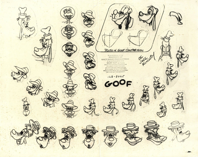 The Goof Goofy Model Sheet Original Art Walt Disney Goofy Animation