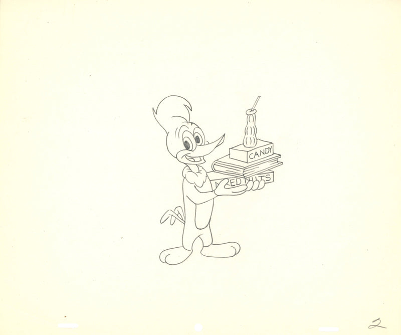 Woody Woodpecker Original Production Drawing and Walter Lantz Signed Check