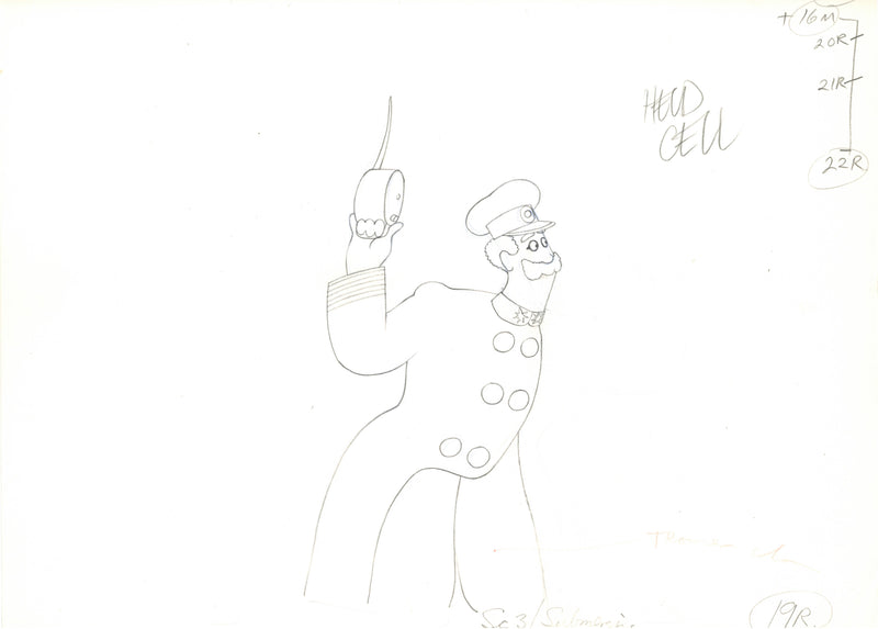 Yellow Submarine Original Production Drawing: Old Captain Fred