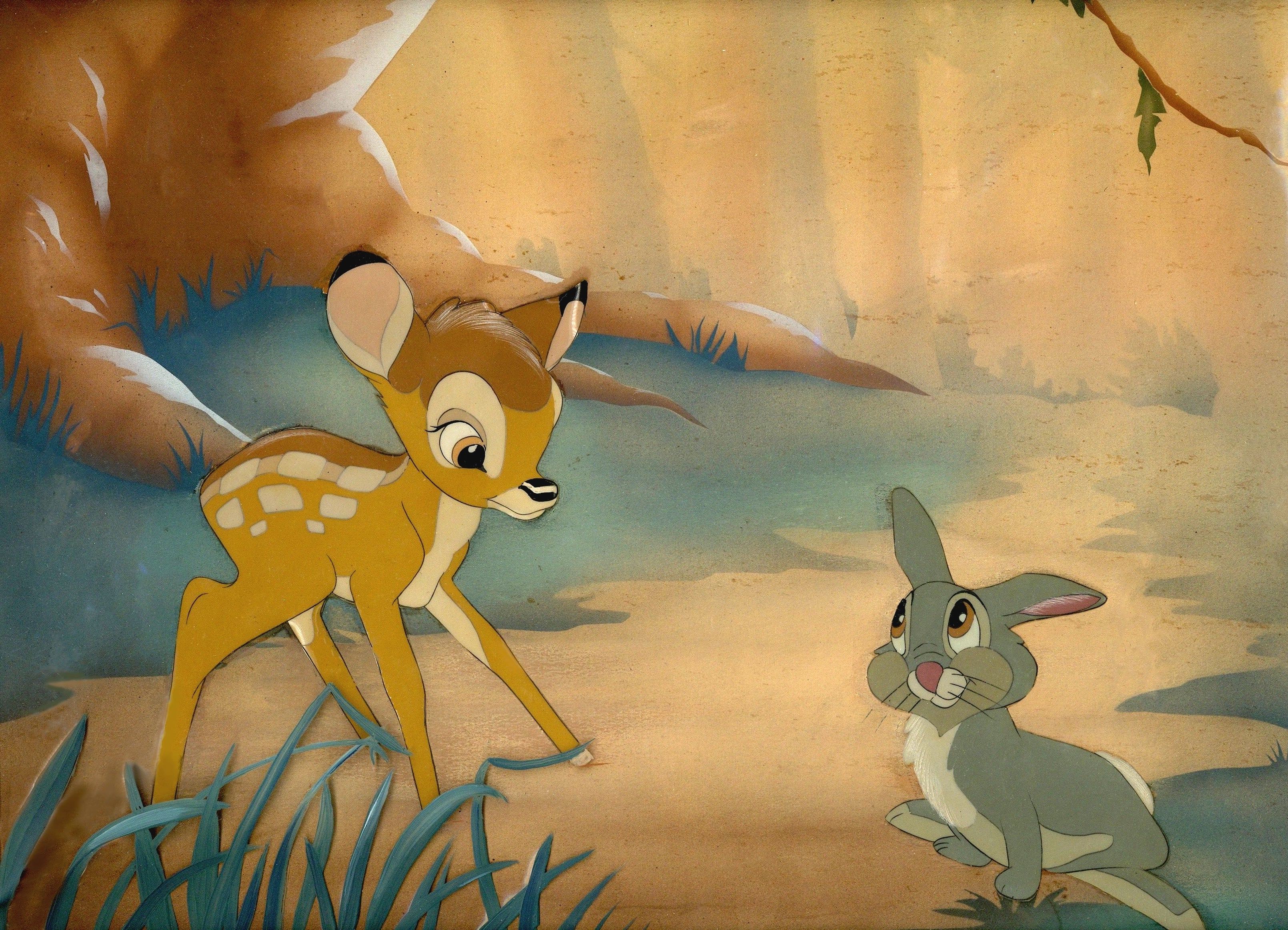 Bambi and Thumper Original Production Cel on Courvoisier