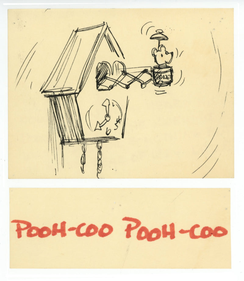 Winnie the Pooh and the Honey Tree Storyboard with Matching Dialogue Tag: Pooh Cuckoo Clock