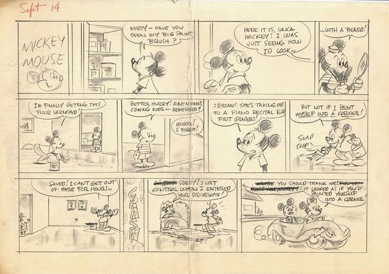 Mickey Mouse 1969 Original Sunday Comic Strip Drawing And Proof M mickey-mouse-1969-original-sunday-comic-strip-drawing-and-proof-m