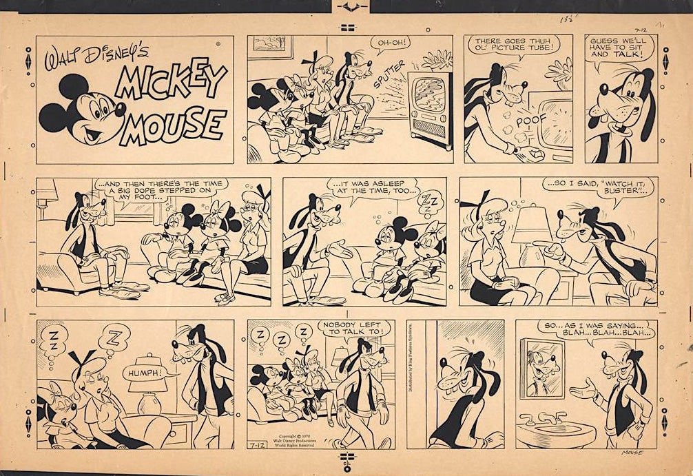 Mickey Mouse (1970) Original Sunday Comic Strip, Drawing, and Proof: M ...