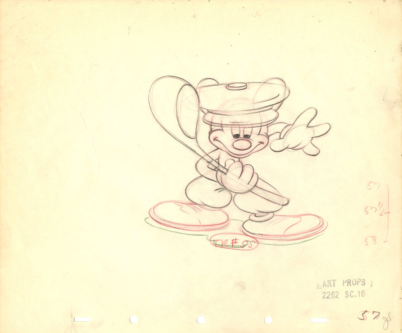 Canine Caddy Original Production Drawing: Mickey Mouse