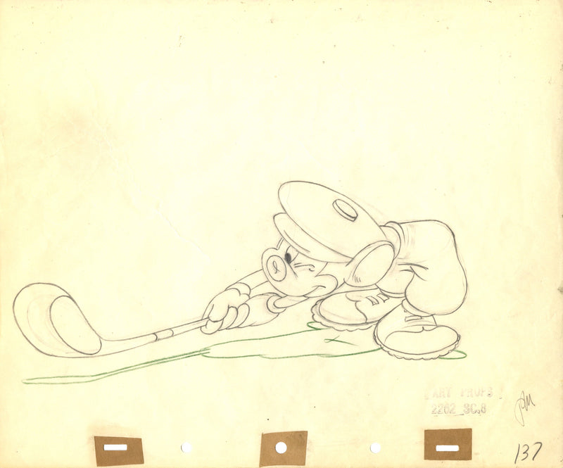Canine Caddy Original Production Drawing: Mickey Mouse