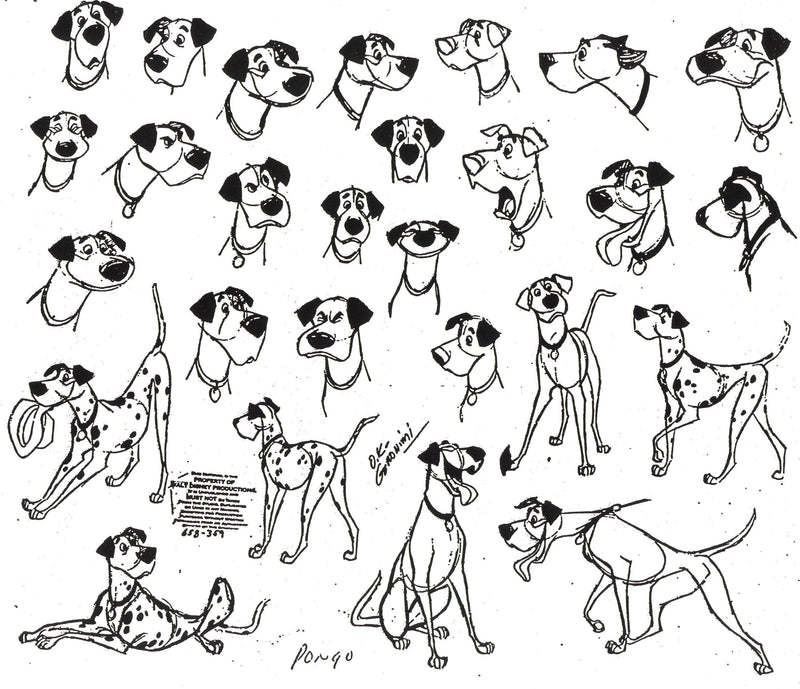 Framed 101 Dalmatians Model Sheet: Pongo