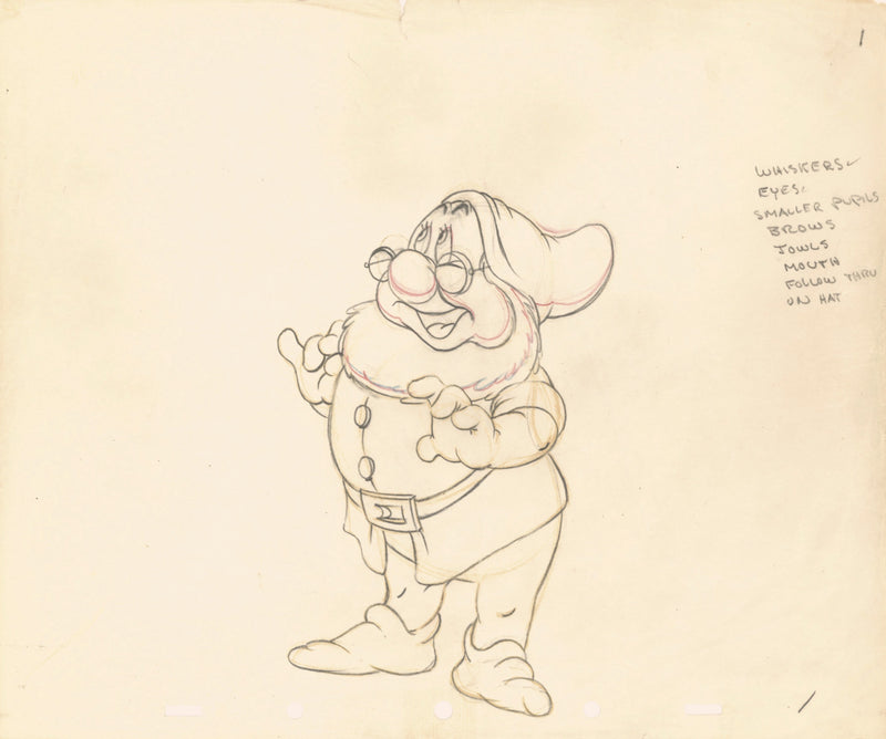 Snow White and the Seven Dwarfs Original Production Drawing: Doc