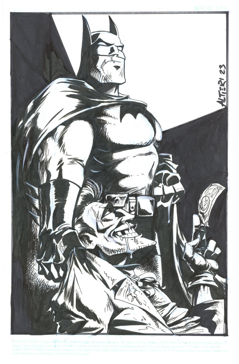 Kevin Altieri Signed Original Drawing on Comic Book Stock: Batman and Joker