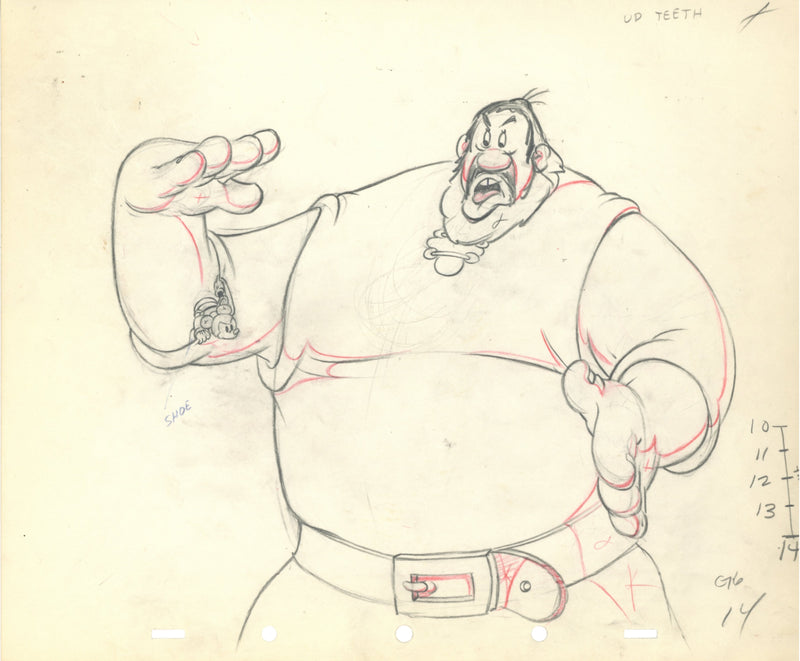 Brave Little Tailor Original Production Drawing: Mickey, The Giant