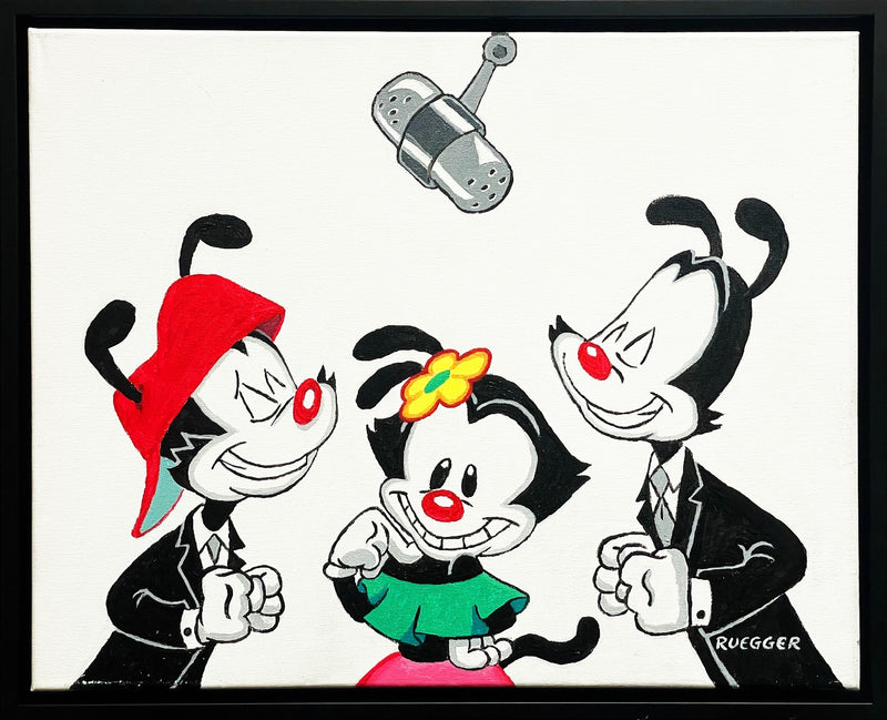 Tom Ruegger Original Acrylic Painting on Canvas: Yakko, Wakko, and Dot