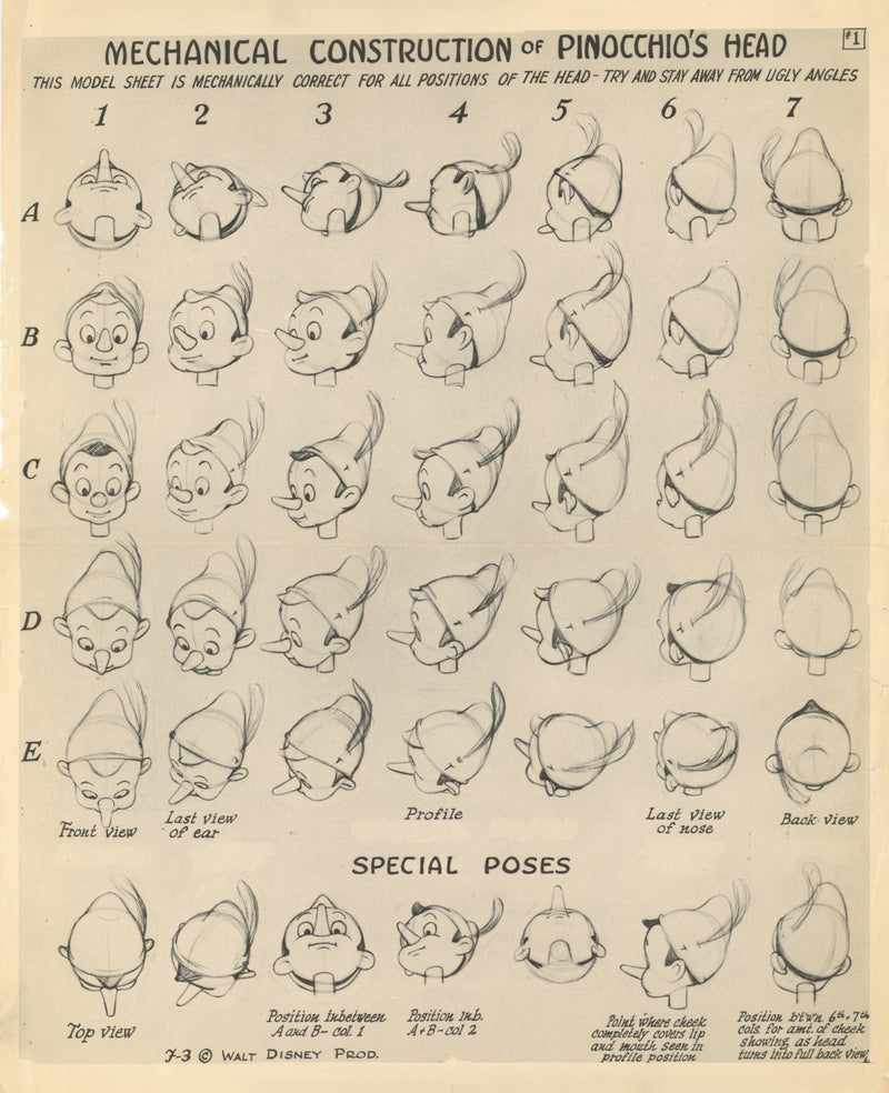 Pinocchio 42 Image Original Stat Model Sheet: Pinocchio