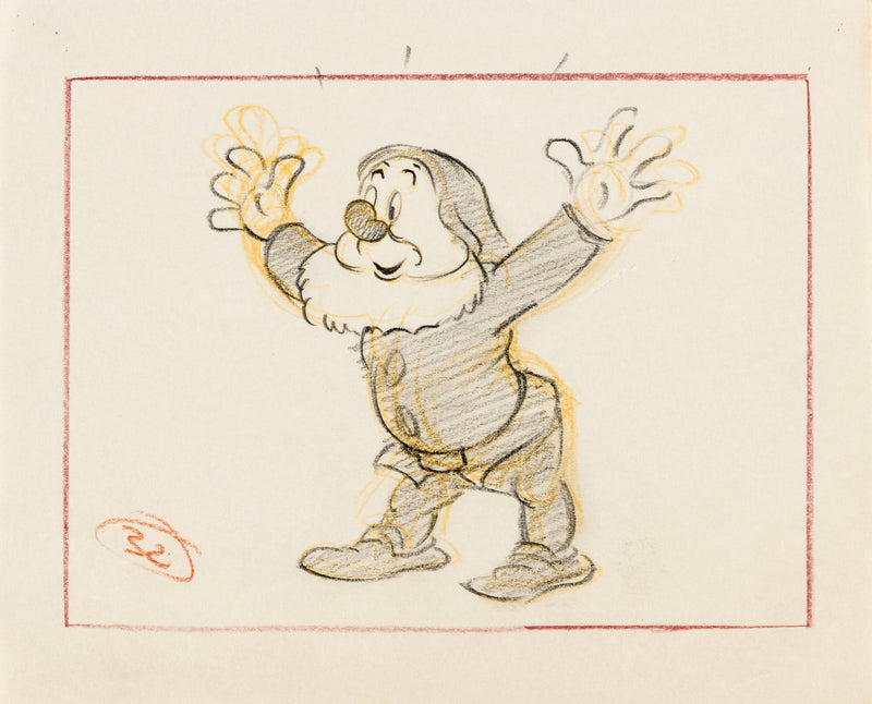 Snow White Original Storyboard Drawing: Sneezy