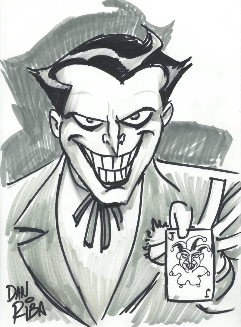 Original Ink Drawing by Dan Riba: Joker (Framed)