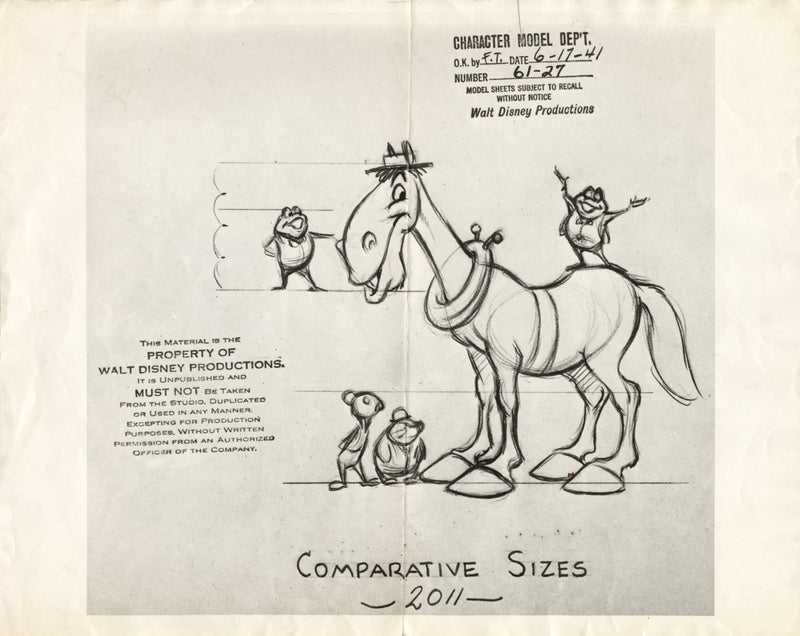 The Adventures of Ichabod and Mr. Toad Original Stat Model Sheet: Comparative Size Chart