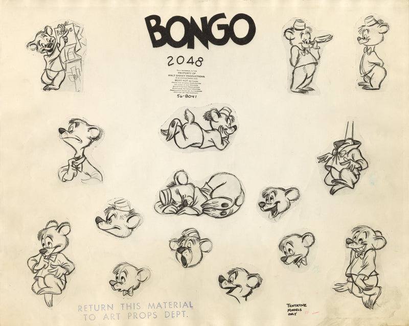 Fun and Fancy Free Original Stat Model Sheet: Bongo