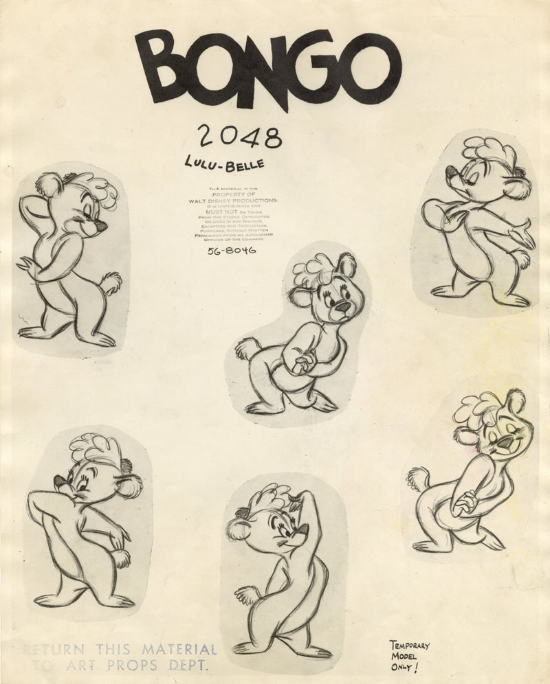 Fun and Fancy Free Original Stat Model Sheet: Lulubelle