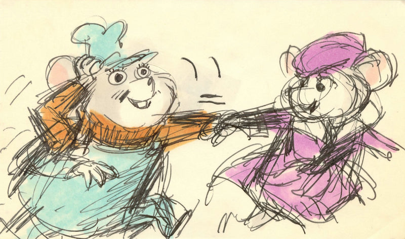 The Rescuers Storyboard Drawing: Bernard, Miss Bianca
