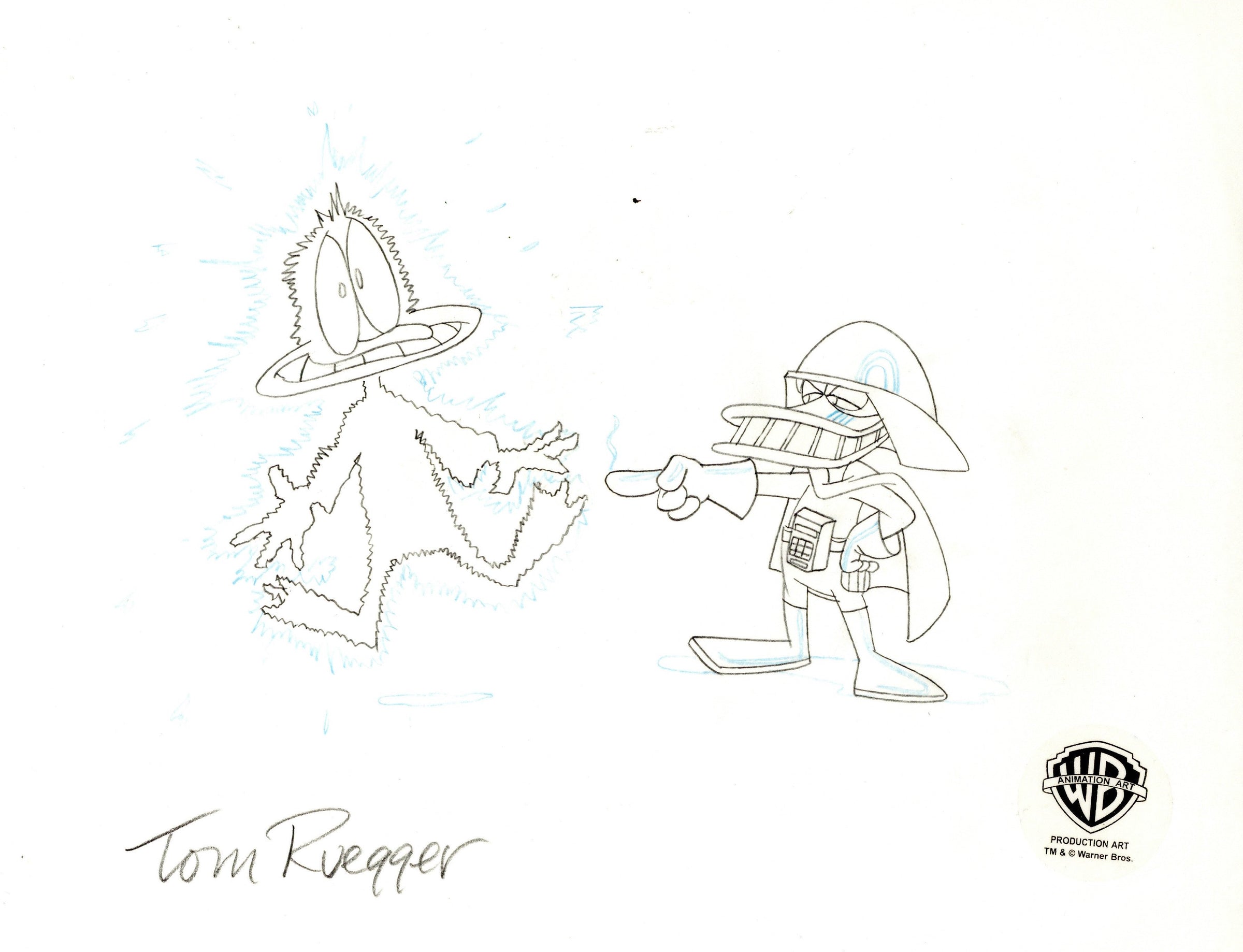 Tom Ruegger Characters Tiny Toons Original Production Drawing Signed by Tom Ruegger: Duck Vad ...