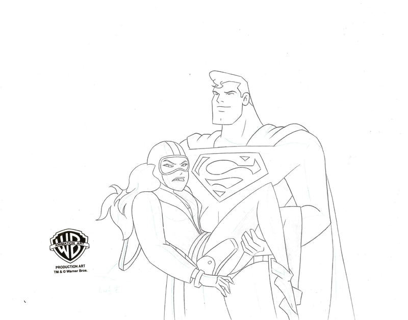 Superman The Animated Series Original Production Drawing: Superman, Roxy Rocket