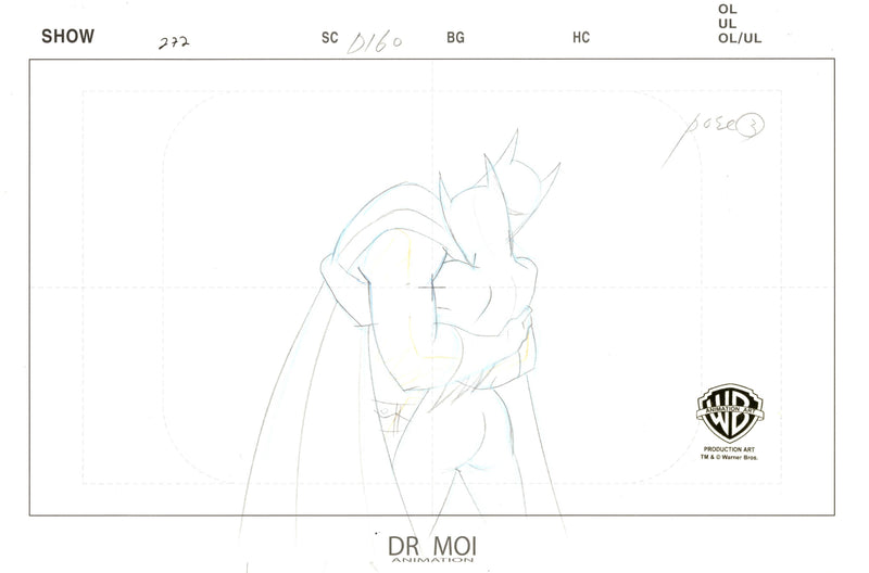 Chase Me (The New Batman Adventures) Original Production Drawing: Batman and Catwoman