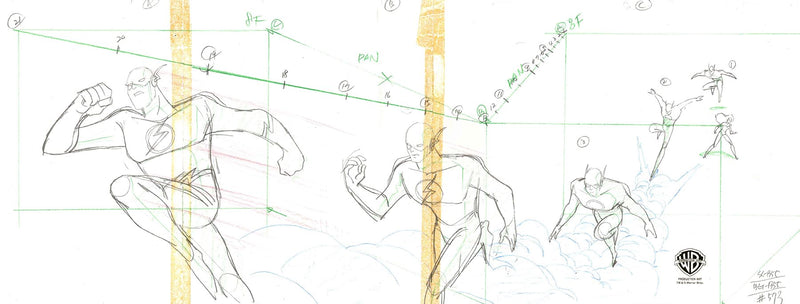 Justice League Original Production Drawing: The Flash, Wonder Woman