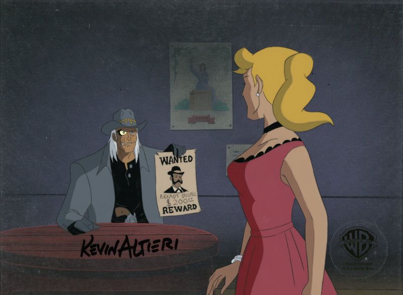 Batman The Animated Series Original Production Cel Signed by Kevin Altieri on Original Background: Jonah Hex, Barmaid