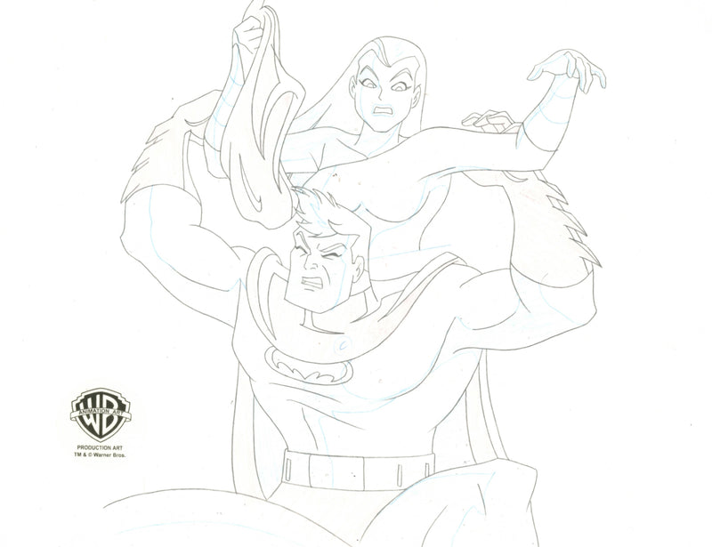 Batman The Animated Series Original Production Drawing: Red Claw and Batmam