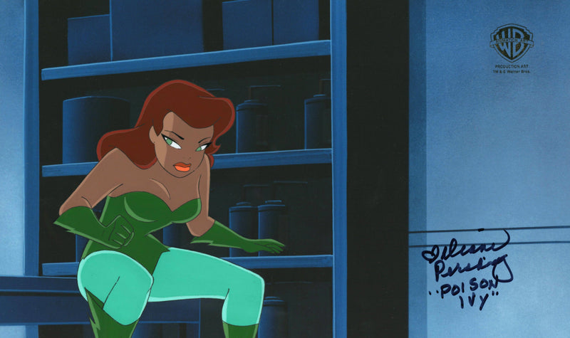 Batman The Animated Series Original Production Cel with Matching Drawing Signed by Diane Pershing: Poison Ivy