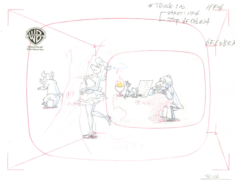 Pinky And The Brain Original Production Layout Drawing: Pinky, Brain, Mr. Itch