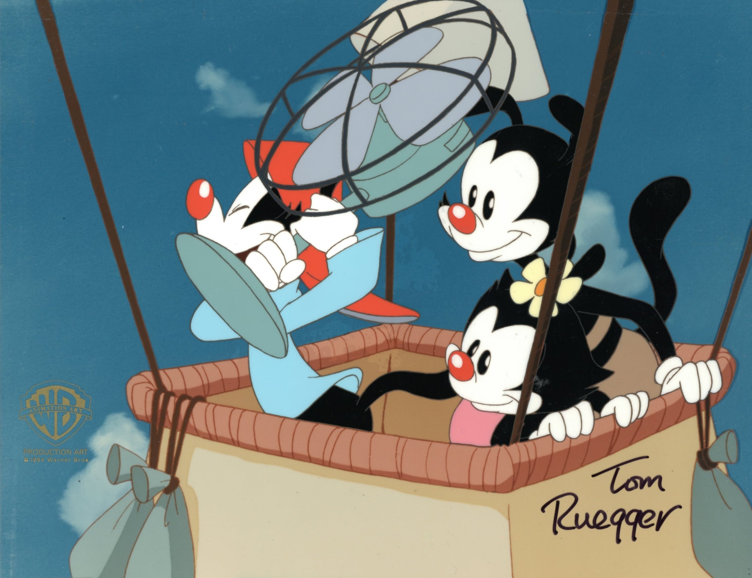 Tom Ruegger Productions Animaniacs Original Production Cel Signed by Tom Ruegger: Wakko, Yakko ...