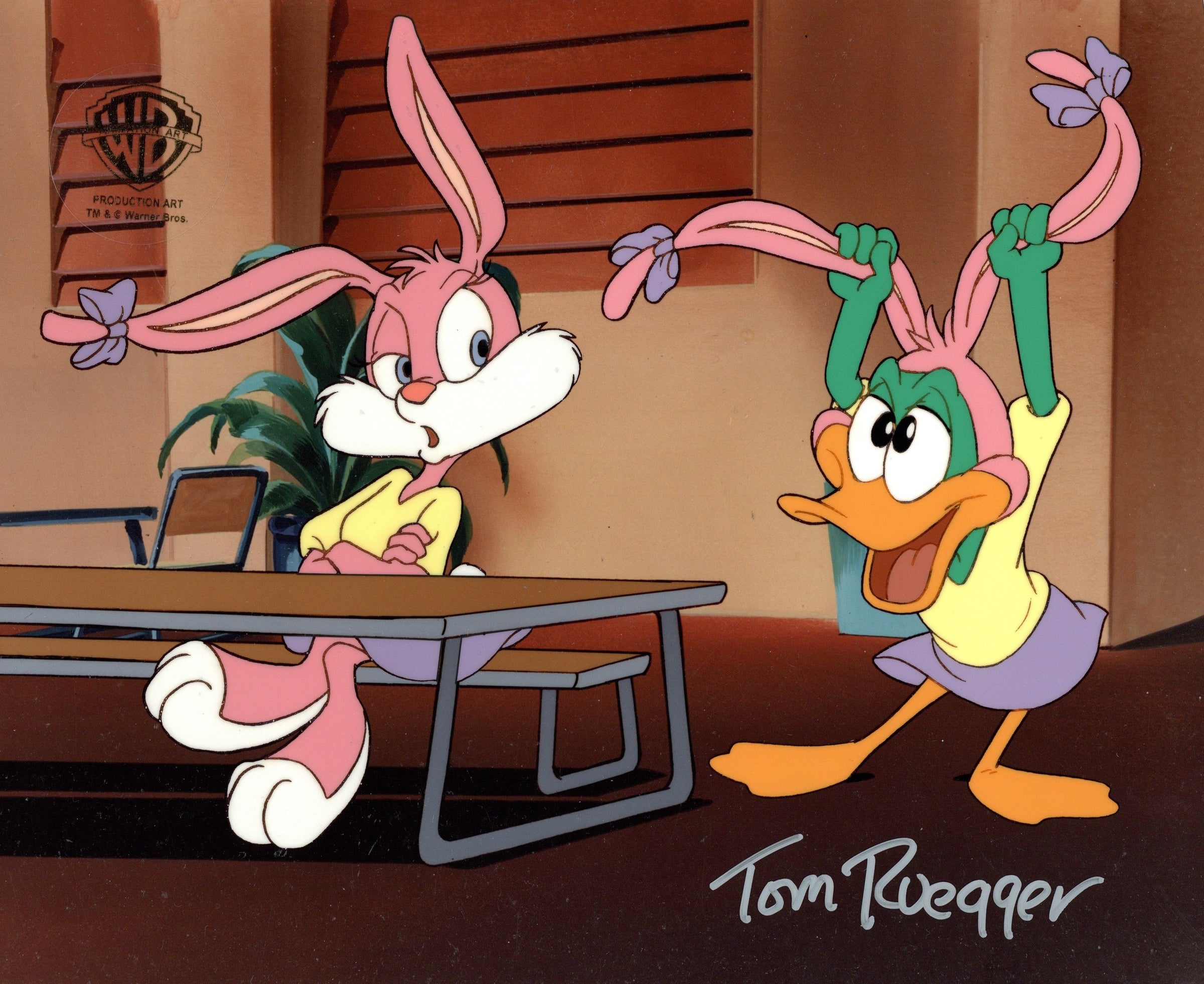 Tom Ruegger Productions Tiny Toon Adventures Original Production Cel Signed by Tom Ruegger: Ba ...