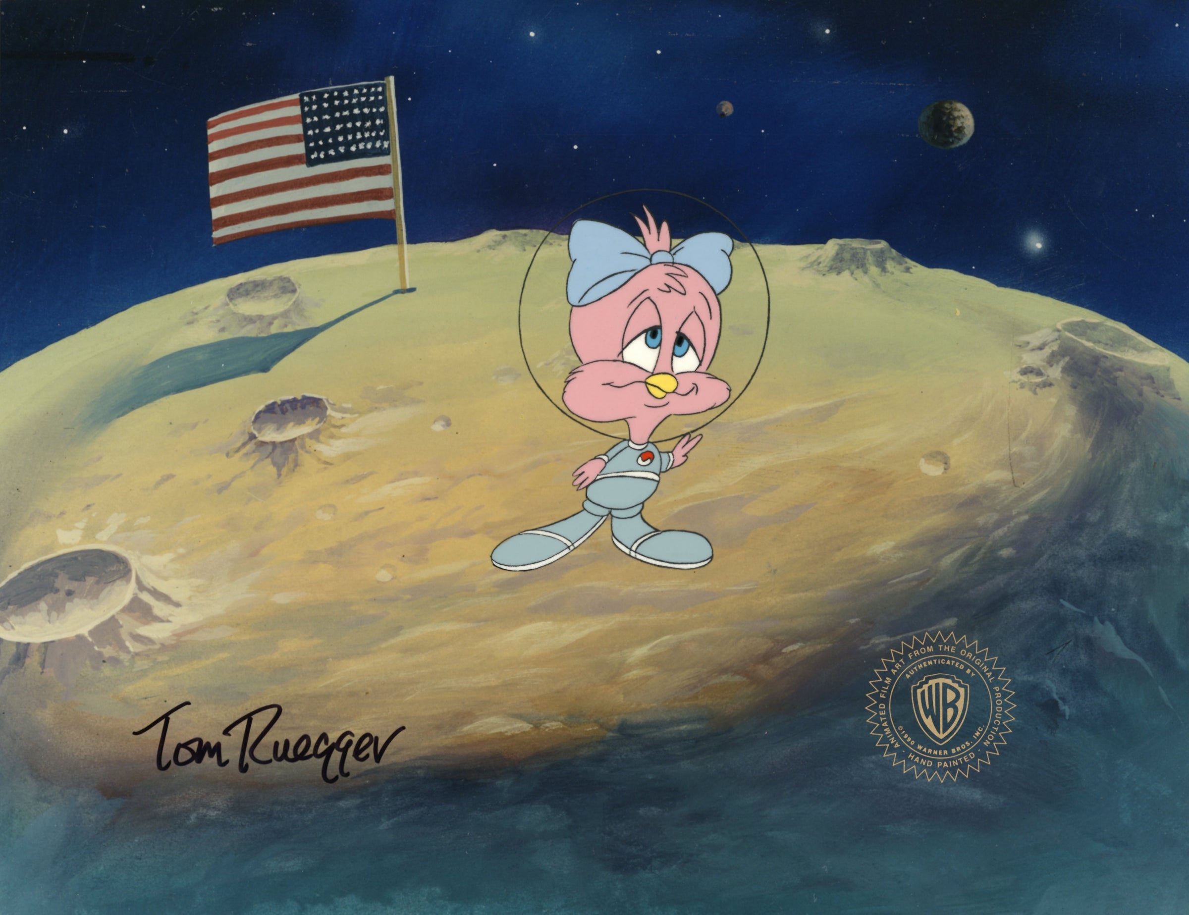Tom Ruegger Tiny Toon Adventures Original Production Cel Signed by Tom Ruegger: Sw ...