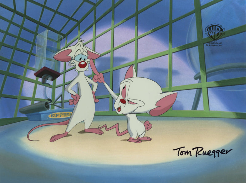 Pinky And The Brain Original Production Cel Signed by Tom Ruegger: Pinky, Brain