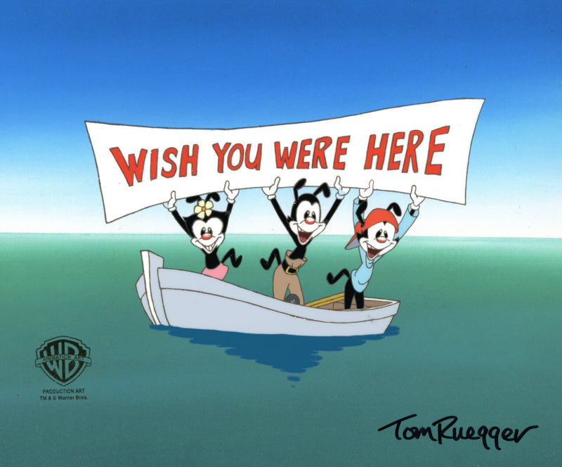 Animaniacs Original Production Cel Signed by Tom Ruegger: Yakko, Wakko, Dot