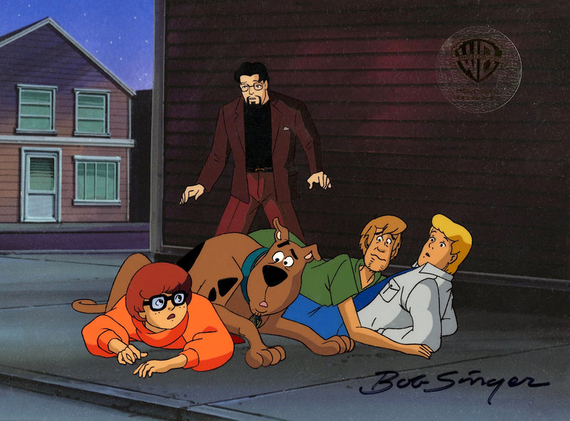 Scooby Doo and the Witch's Ghost Original Production Cel Signed by Bob Singer: Scooby, Shaggy, Velma, Fred, Ben Ravencroft