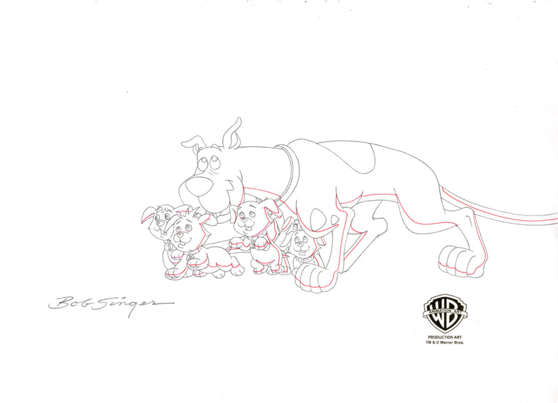 What's New Scooby-Doo? Original Production Drawing Signed by Bob Singer: Scooby, Secret Six