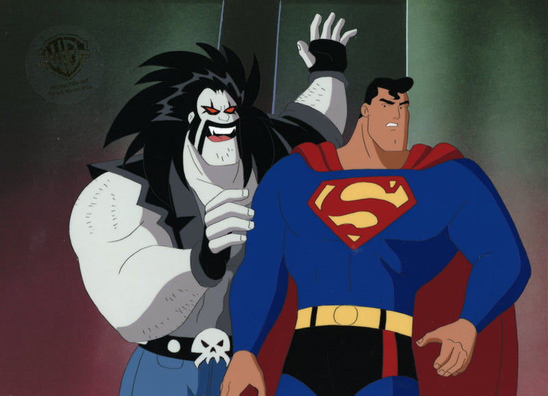 Superman the Animated Series Original Production Cel with Matching Drawing: Superman and Lobo