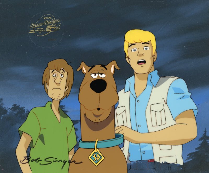 Scooby-Doo on Zombie Island Original Production Cel with Matching Drawing Signed by Bob Singer: Shaggy, Scooby, Fred