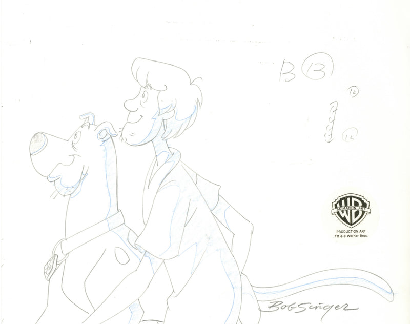 Scooby-Doo Original Production Drawing Signed by Bob Singer: Scooby and Shaggy