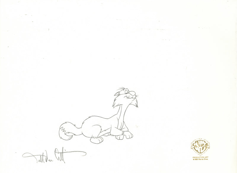 Looney Tunes Original Production Cel with Matching Drawings signed by Darrell Van Citters: Sylvester and Daffy