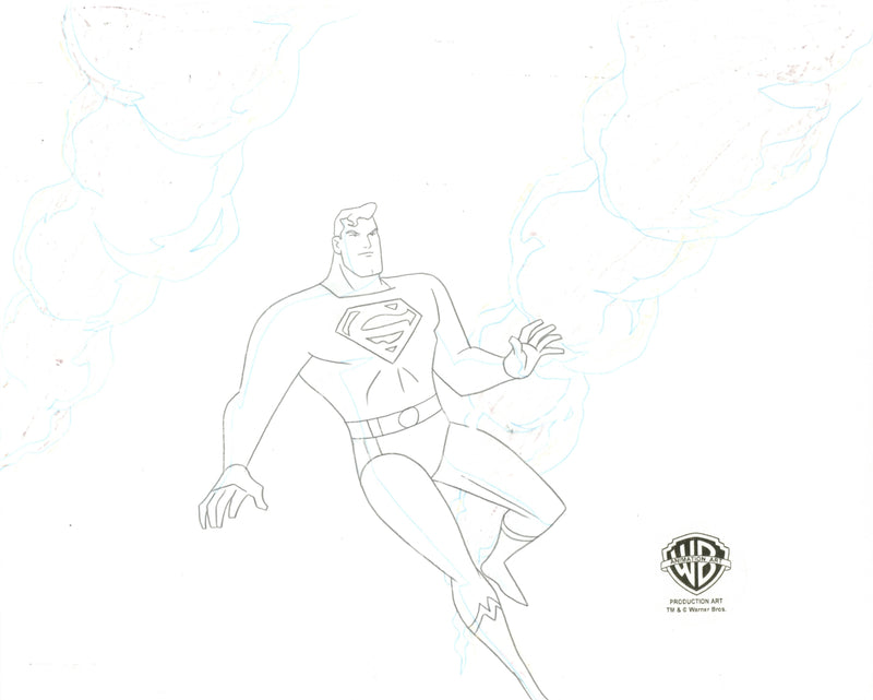 Superman the Animated Series Original Production Cel with Matching Drawing: Superman