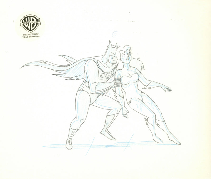 Batman The Animated Series Original Production Cel with Matching Drawing: Batman, Poison Ivy