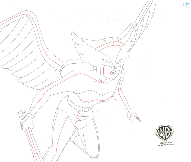 Justice League Original Production Drawing: Hawkgirl
