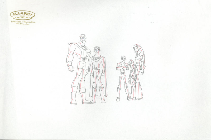 Legion of Superheroes Original Production Drawing Double Aperture: Team