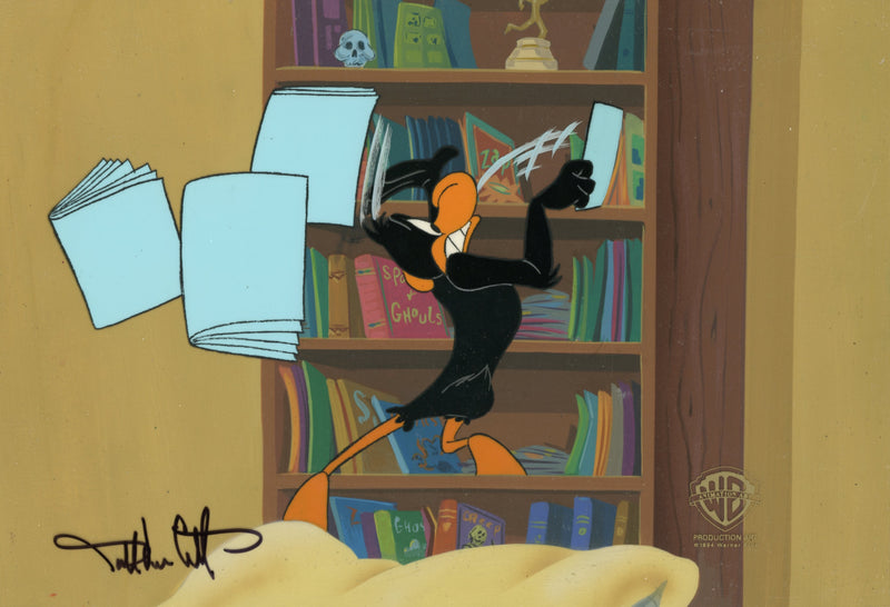 Quackbusters Original Production Cel on Original Background Signed by Darrell Van Citters: Daffy Duck