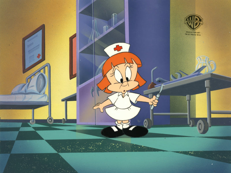 Tiny Toons Original Production Cel on Original Background: Elmyra Duff