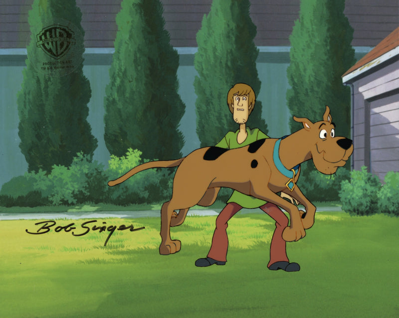 Scooby-Doo on Zombie Island Original Production Cel with Matching Drawings Signed by Bob Singer: Scooby and Shaggy